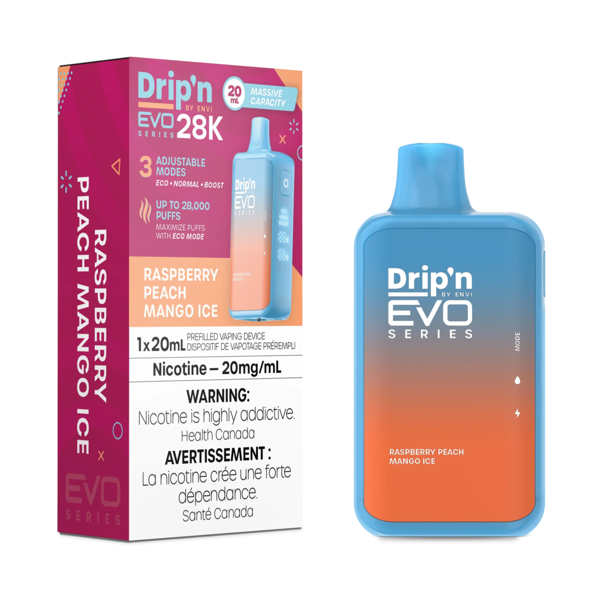 Dripn EVO 28K JUL2024 Device SP RaspberryPeachMangoIce