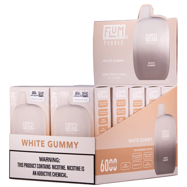 WhiteGummyFlumPebble6000PuffsRechargeableDisposableVape14MLprice