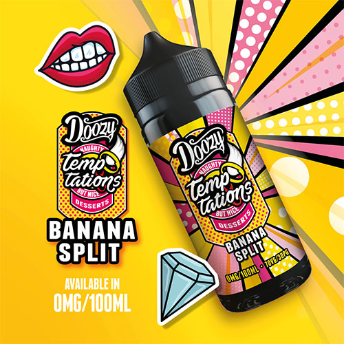 banana split doozy temptations 100ml shortfill 70vg eliquid