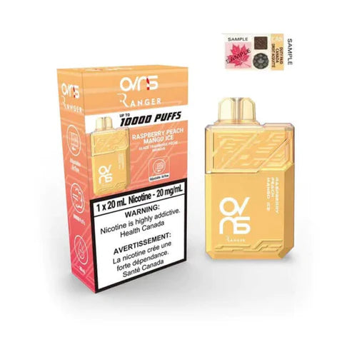 ovns raspberry peach mango ice disposable vape